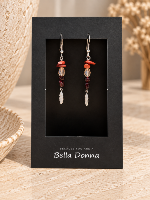 Ember Feather Agate Earrings