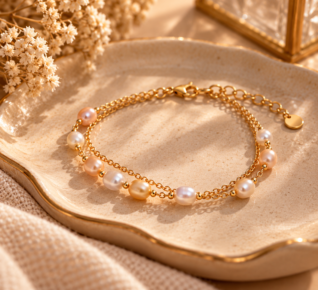 The Peach Glow Pearl Bracelet