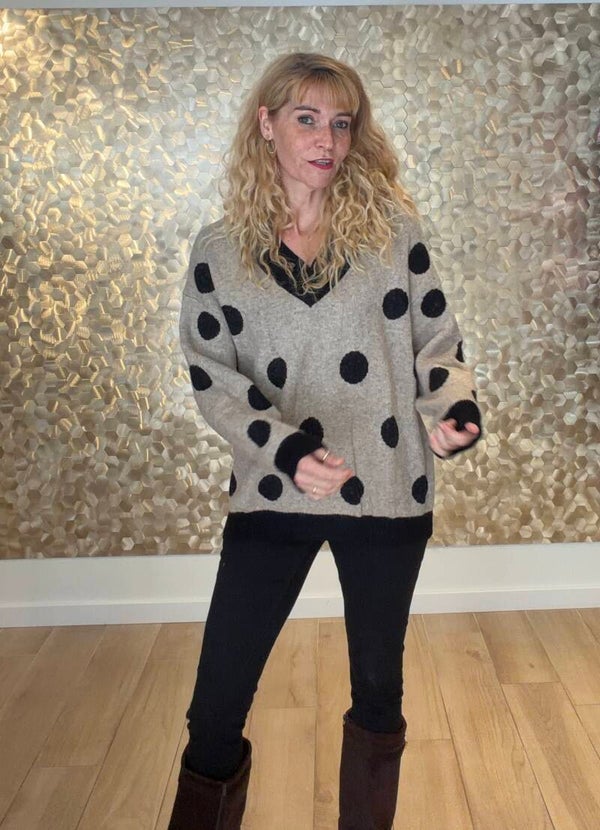 Dottie Noir Polka Dot Sweater