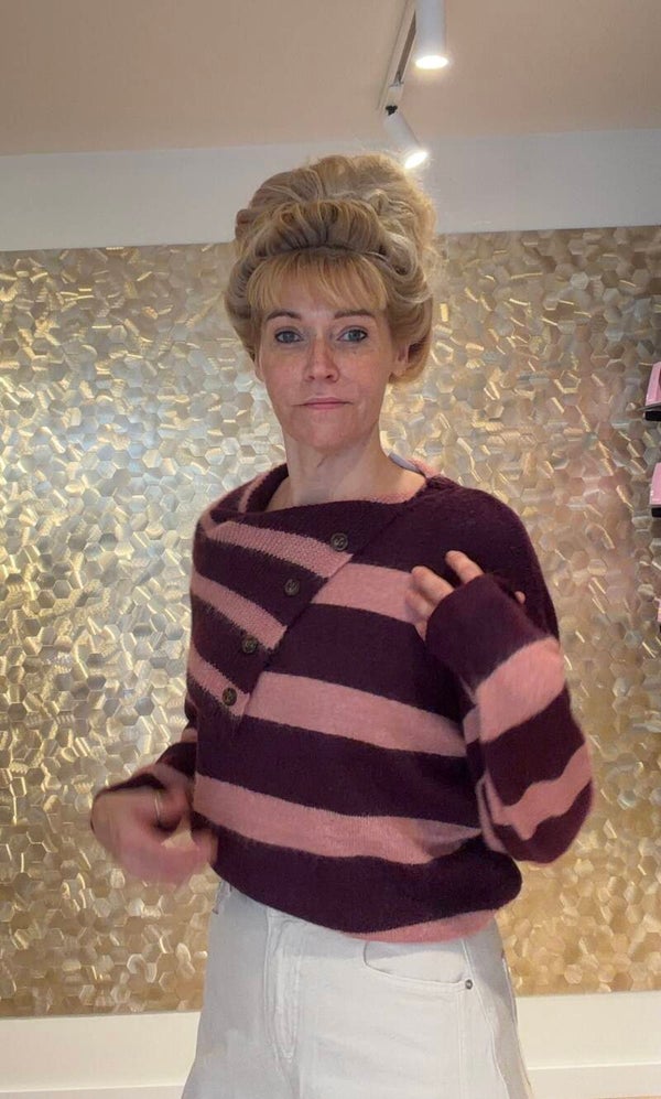 Striped Button-Detail Sweater