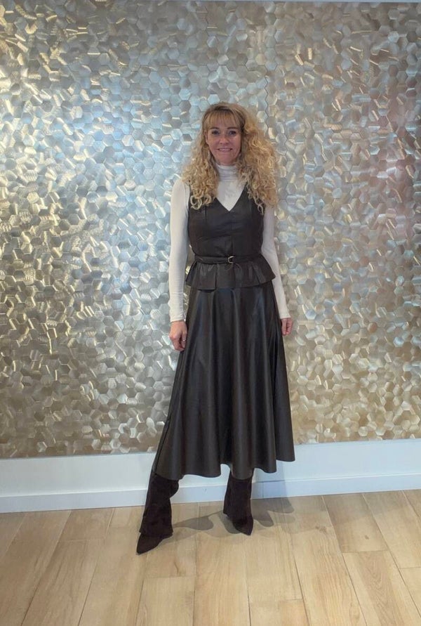 PU Leather Midi Skirt