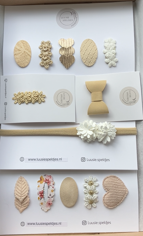 Cadeauset baby haarspeldjes | Kraamcadeau | Beige