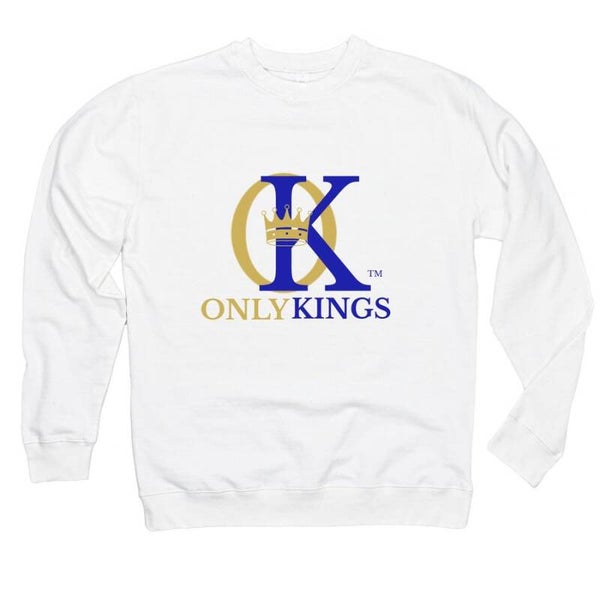 Only Kings Original White Long Sleeve Tees  Gold Crown