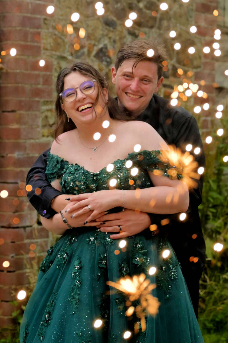 sparklers creating bokah