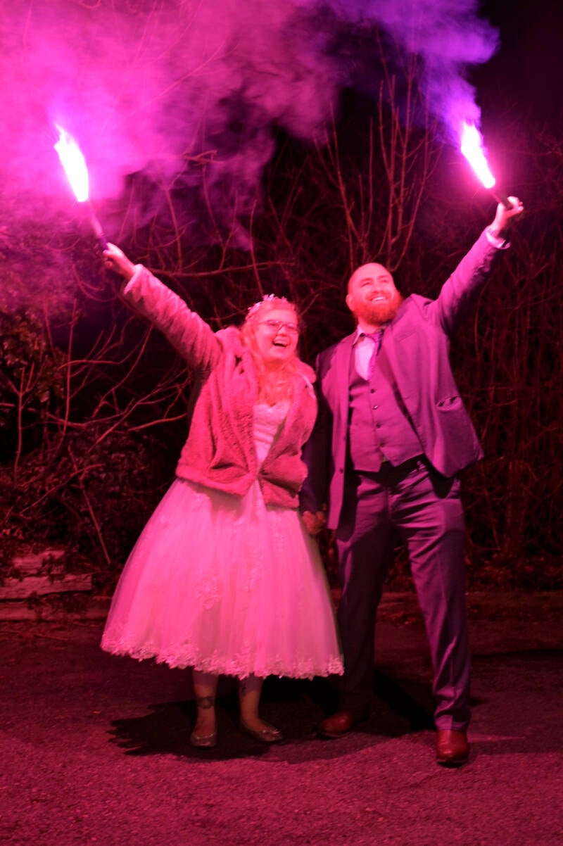 flares at a wedding 