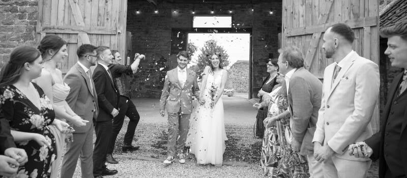 confettie exit at the courtyard barns