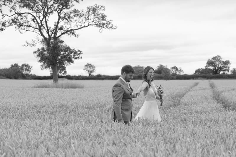 couple taking a walk in the field