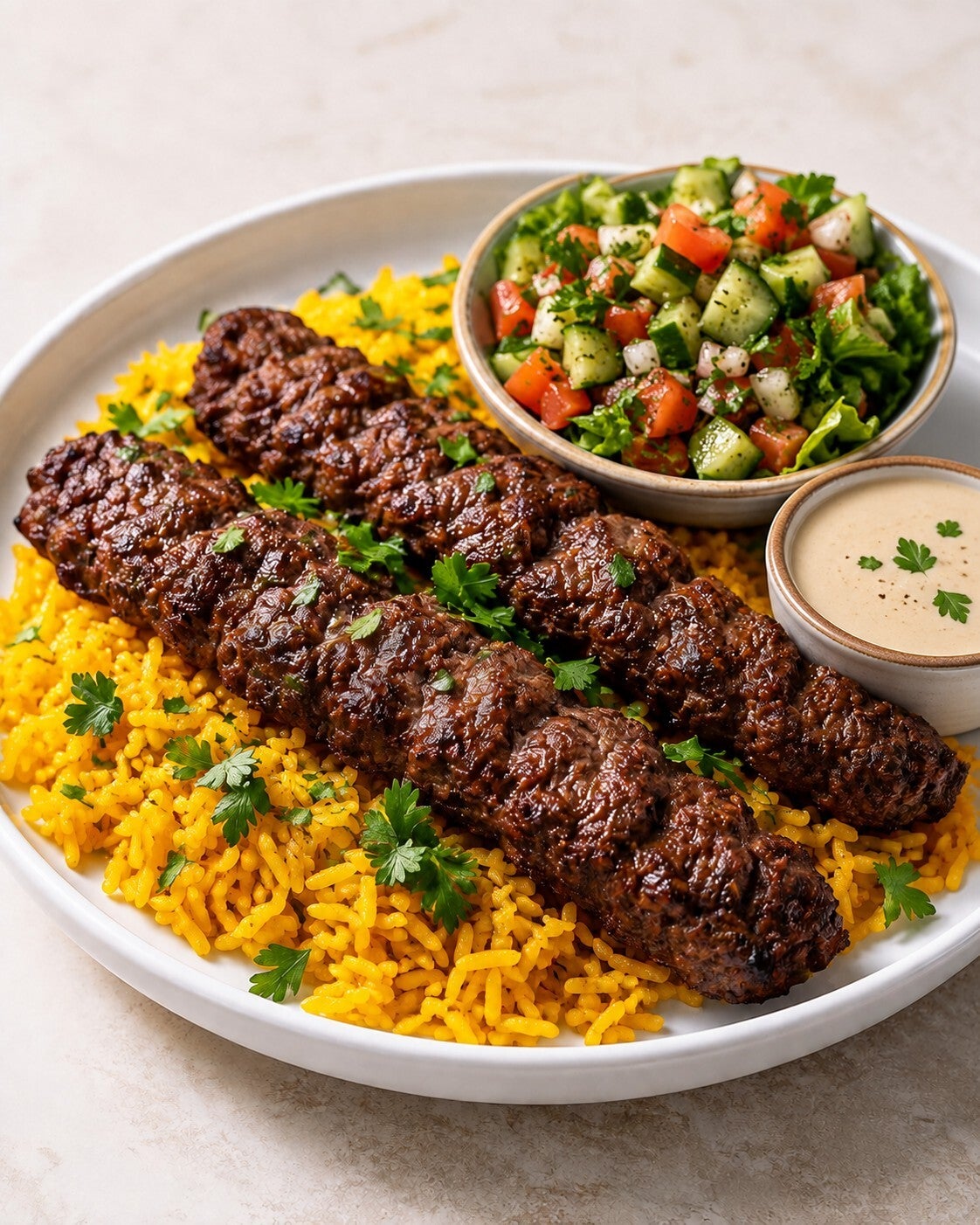 Kofta with Rice & Tahini