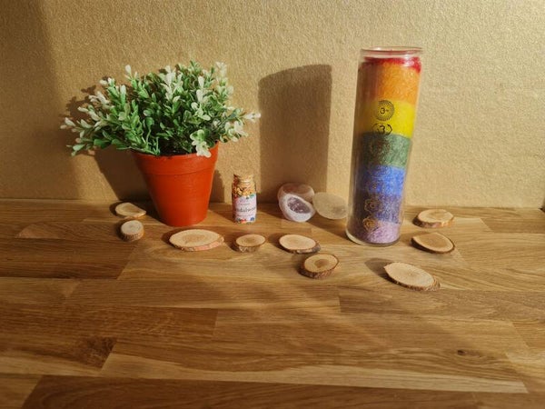 7 Chakra kaars in glas  21 cm ~ 100 branduren!!