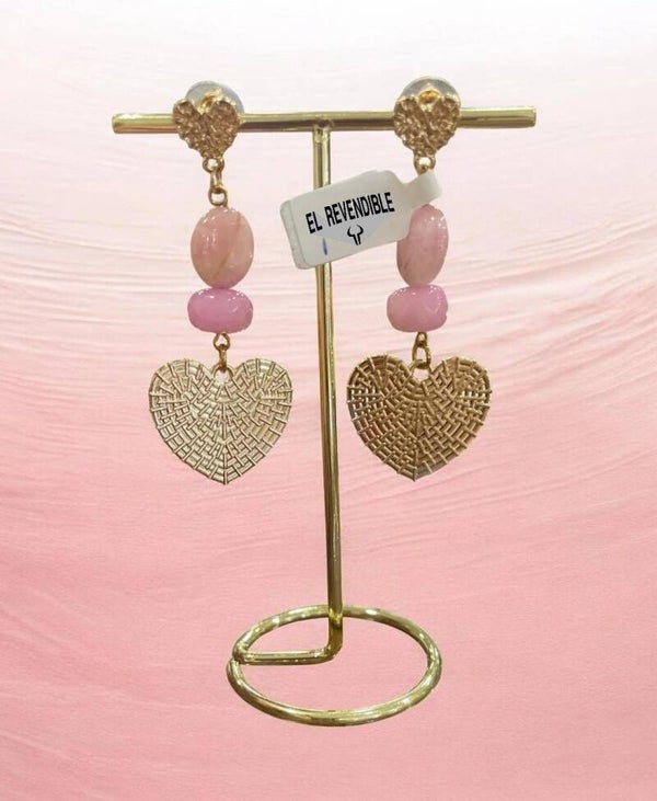PÈPÖRI PENDIENTES CORAZON ROSA