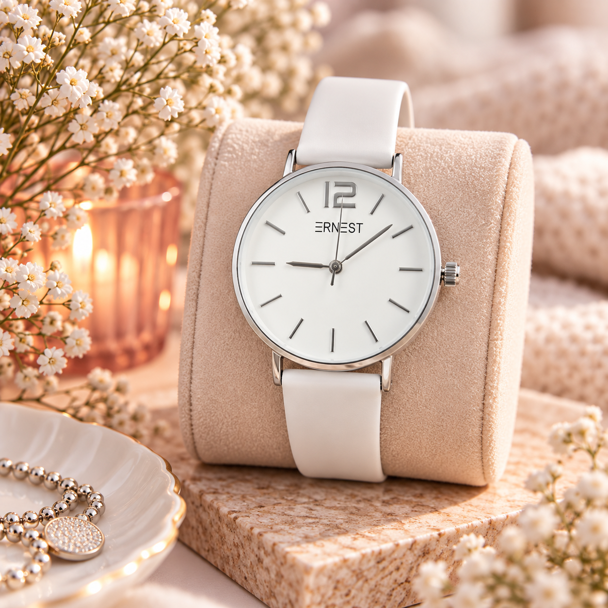 Ernest Horloge Silver -Cindy - Wit