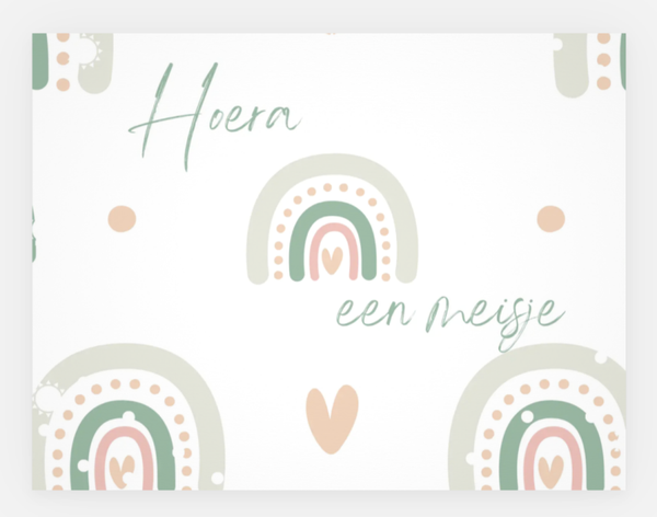 Wenskaart - Hoera een meisje