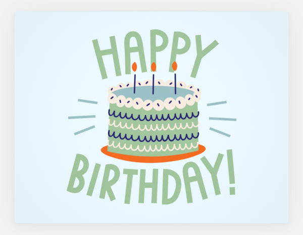 Wenskaart - Happy Birthday - blauw