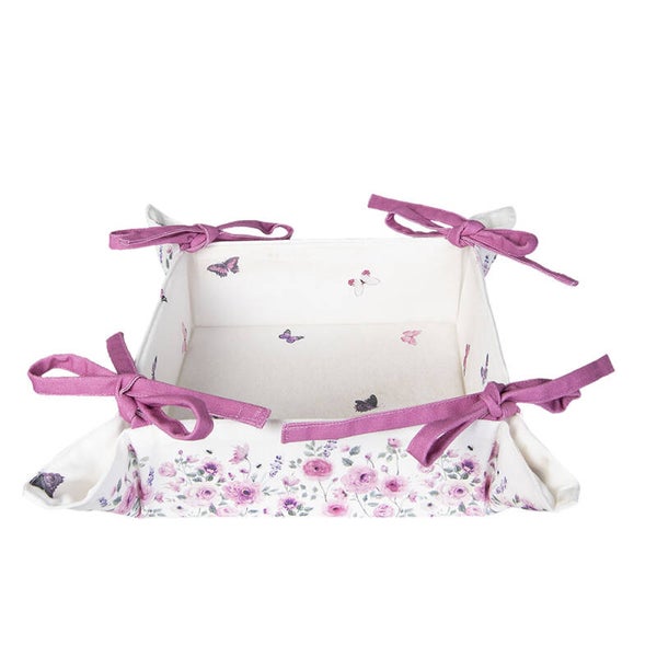 Broodmand Wit Roze - Bloemen/Vlinder