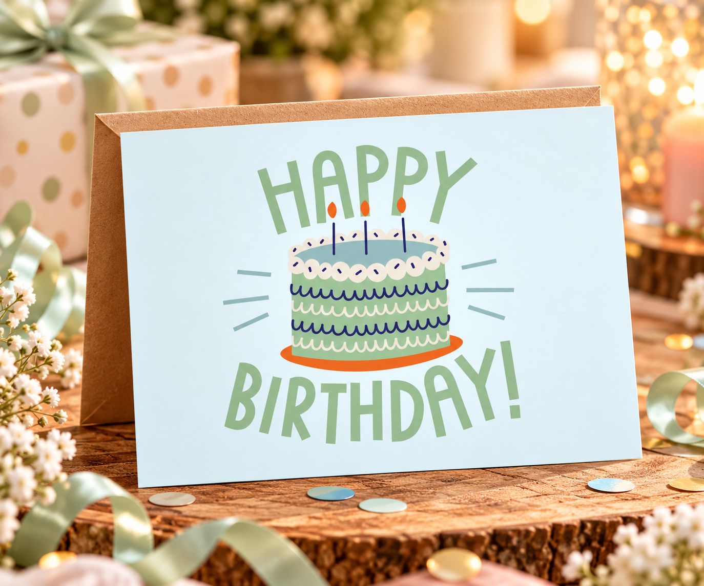 Wenskaart - Happy Birthday - blauw