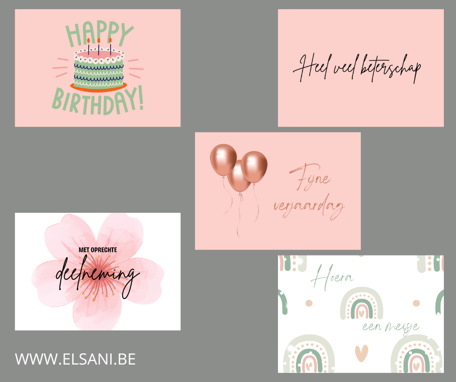 Set wenskaarten - 5 stuks