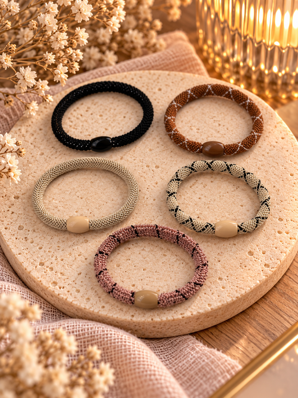 Set van 5 haarrekkers/armbandjes
