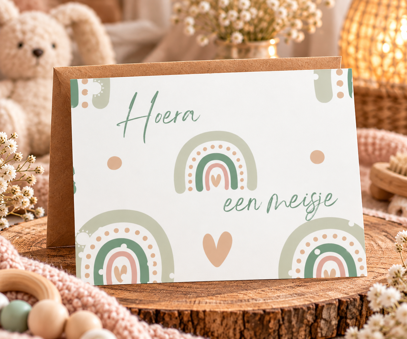 Wenskaart - Hoera een meisje