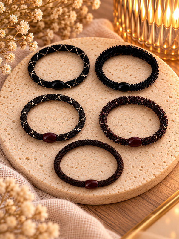 Set van 5 haarrekkers/armbandjes