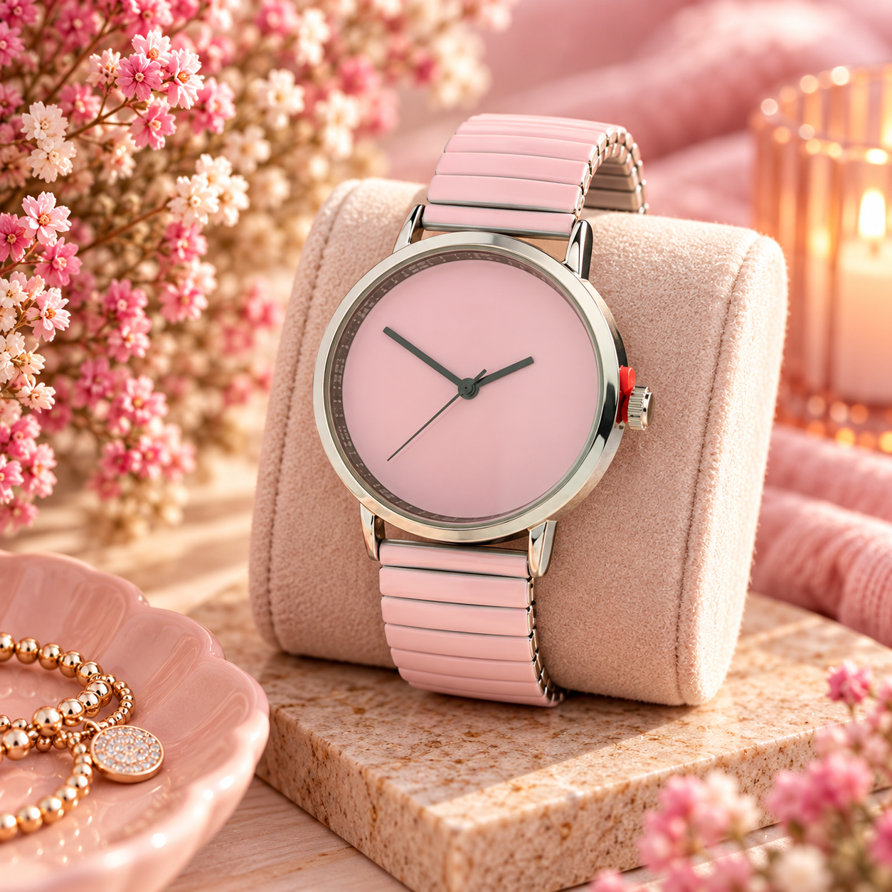 Ernest Horloge "Fancy Plain" Nude-Pink