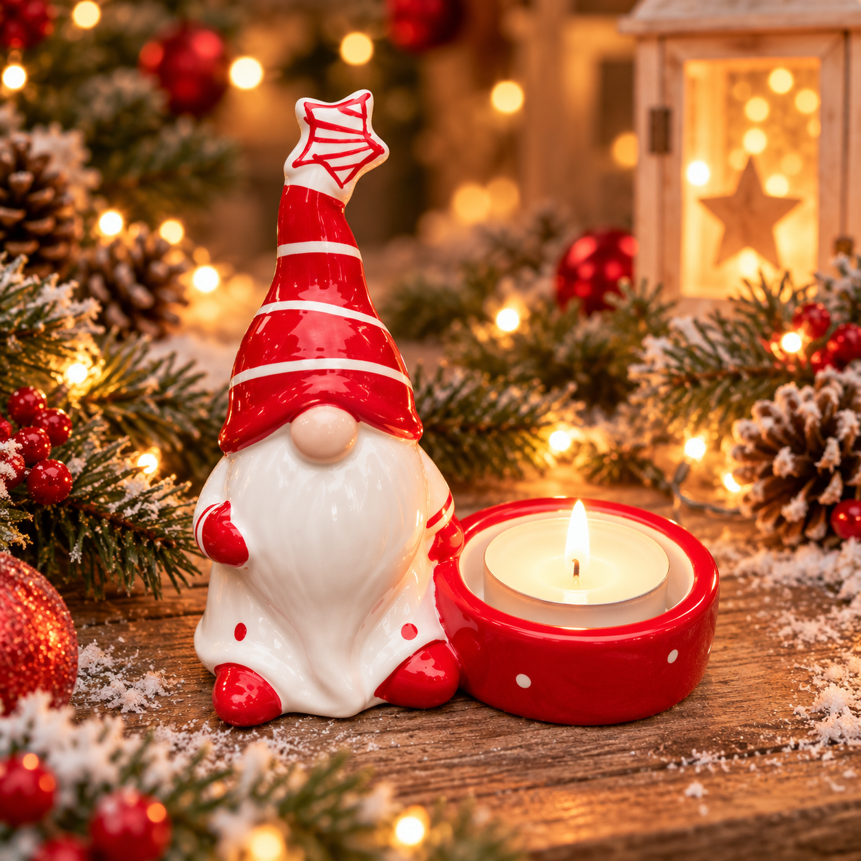 Keramische kerst theelichthouder
