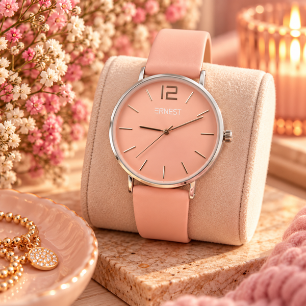 Ernest Horloge Silver -Cindy - Poederroze