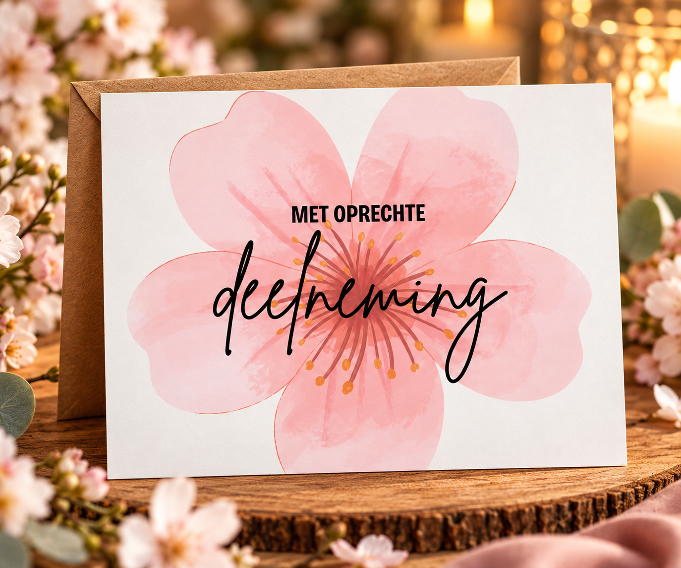 Wenskaart - Met oprechte deelneming - bloem