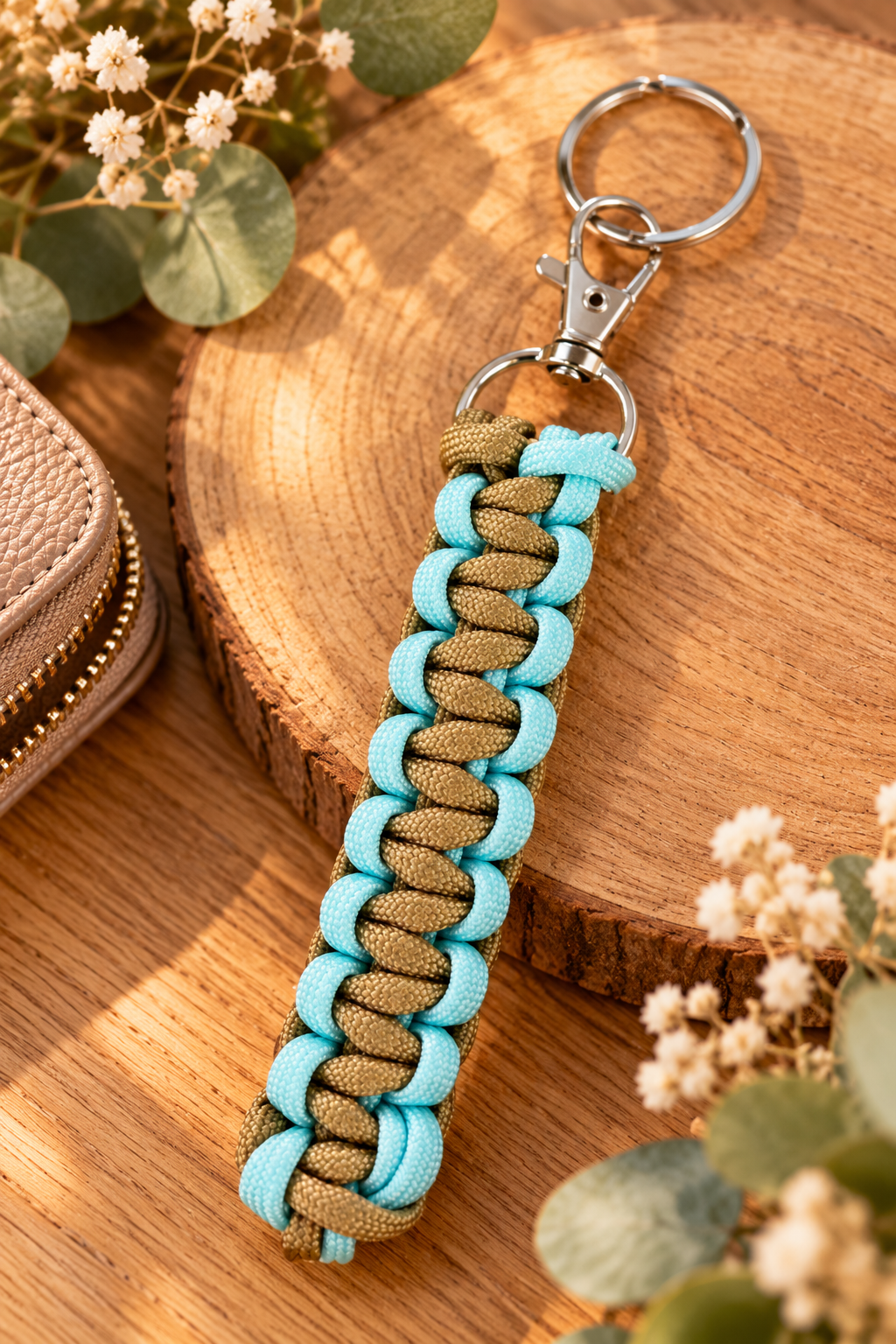 Sleutelhanger : beige - licht blauw