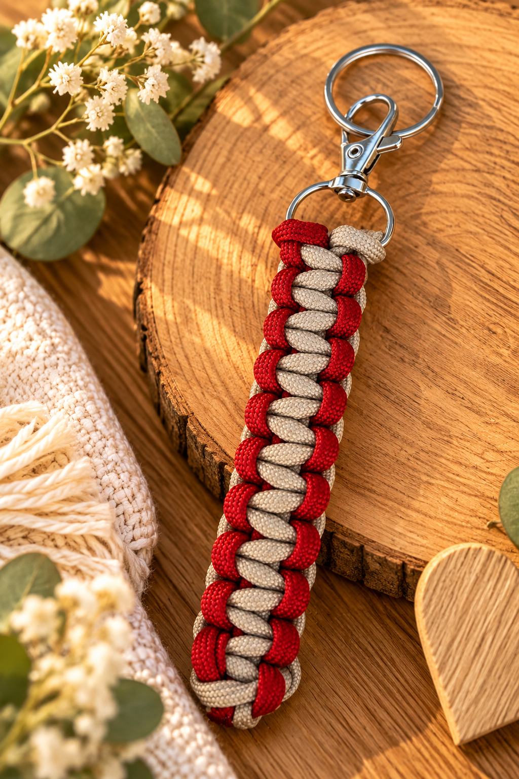 Sleutelhanger : beige - rood