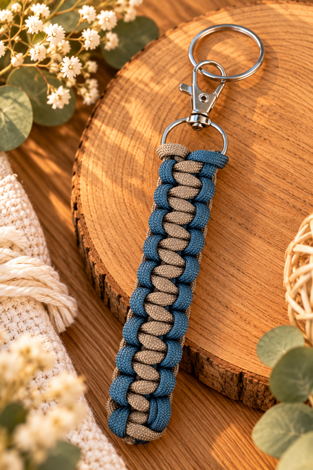 Sleutelhanger : blauw - beige
