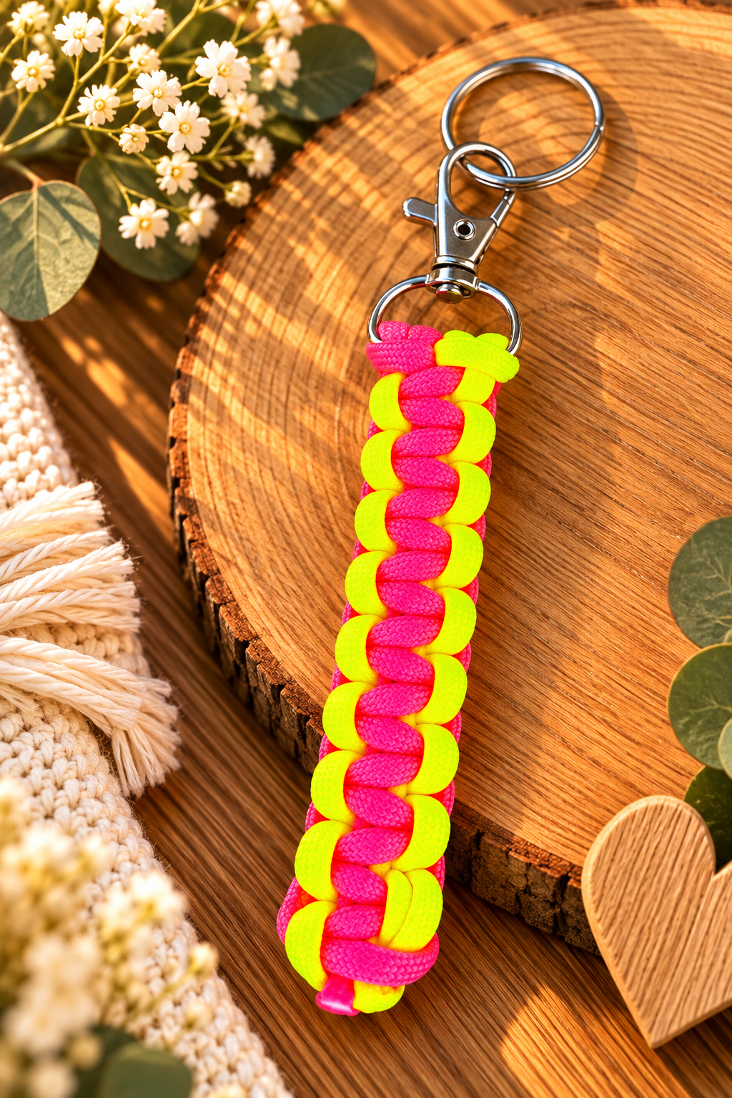 Sleutelhanger : fluo geel - fluo roze