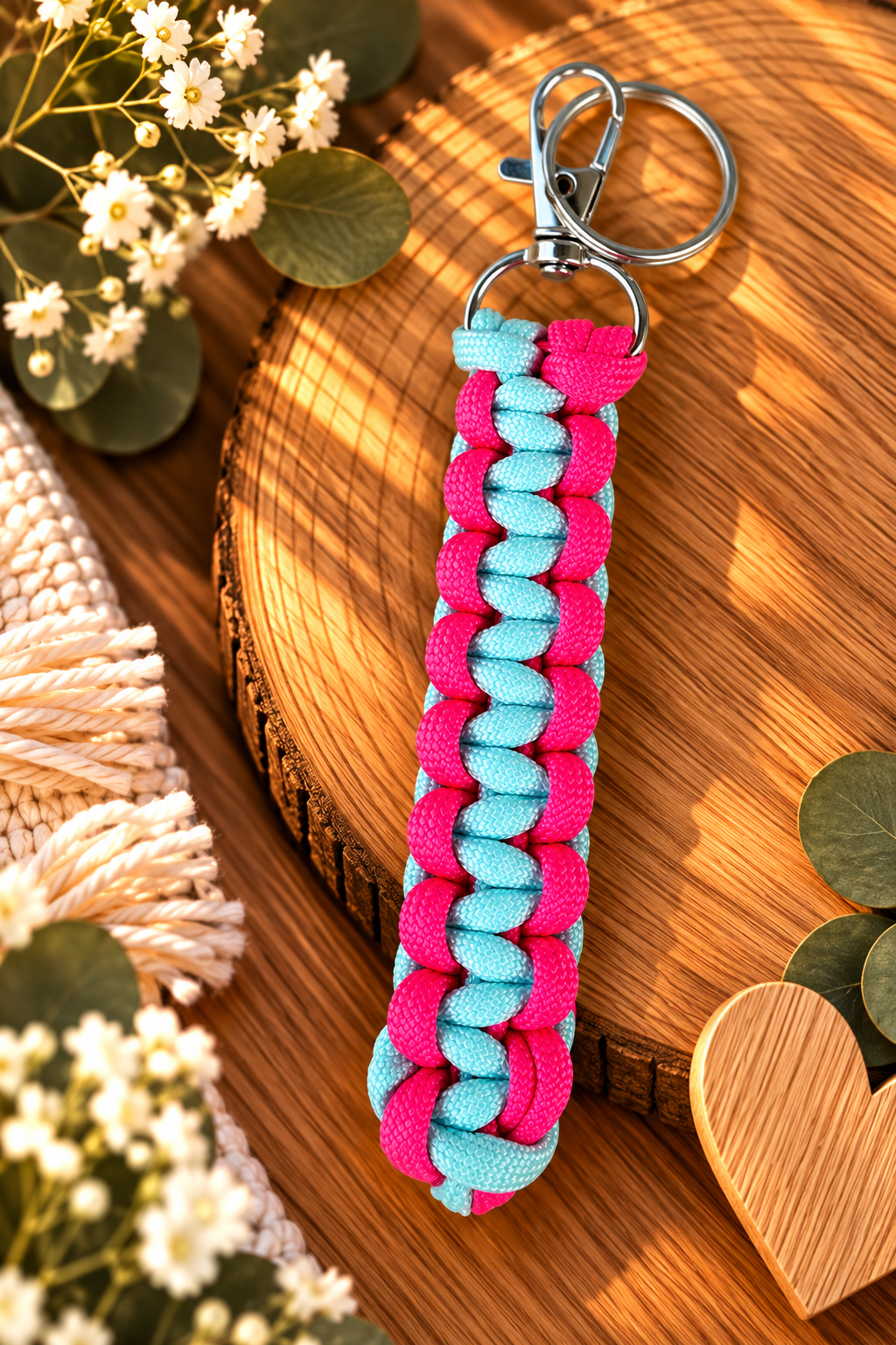 Sleutelhanger : licht blauw - roze