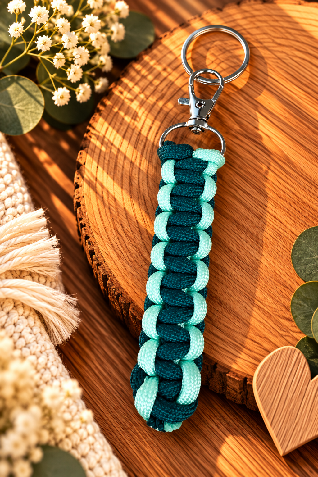Sleutelhanger : mint groen - donkerblauw