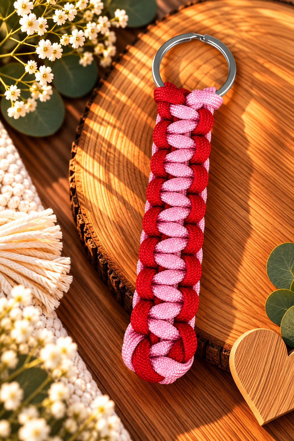 Sleutelhanger : rood - licht roze