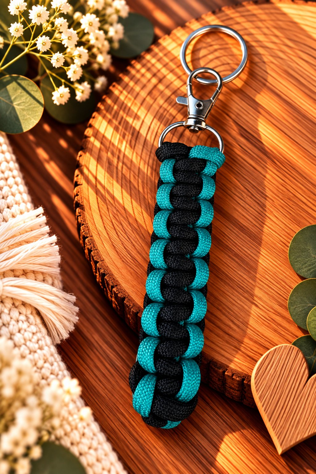 Sleutelhanger : turquoise - zwart