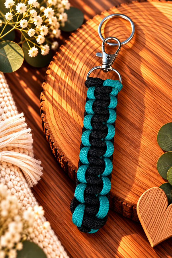 Sleutelhanger : turquoise - zwart