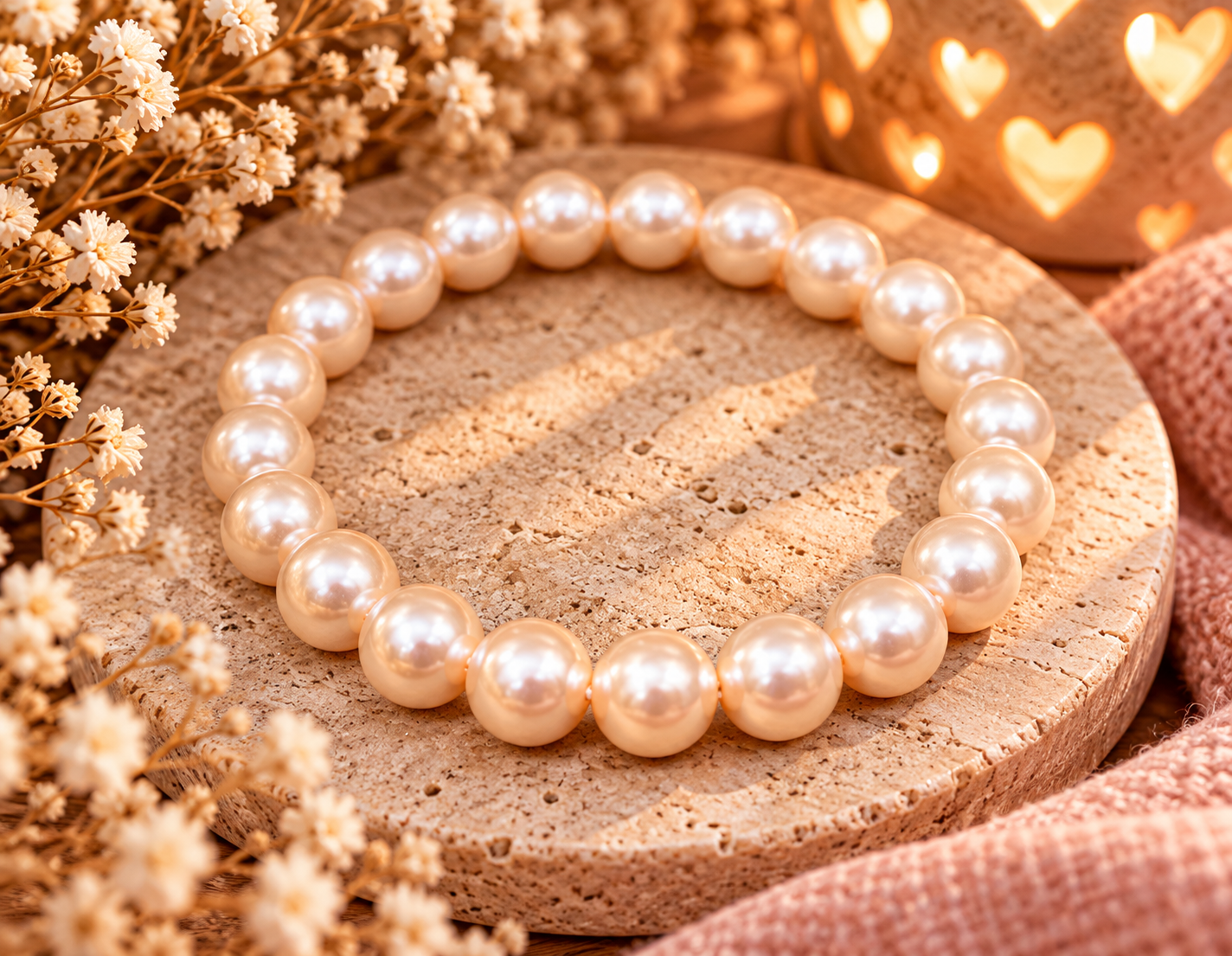 Armband parels peach