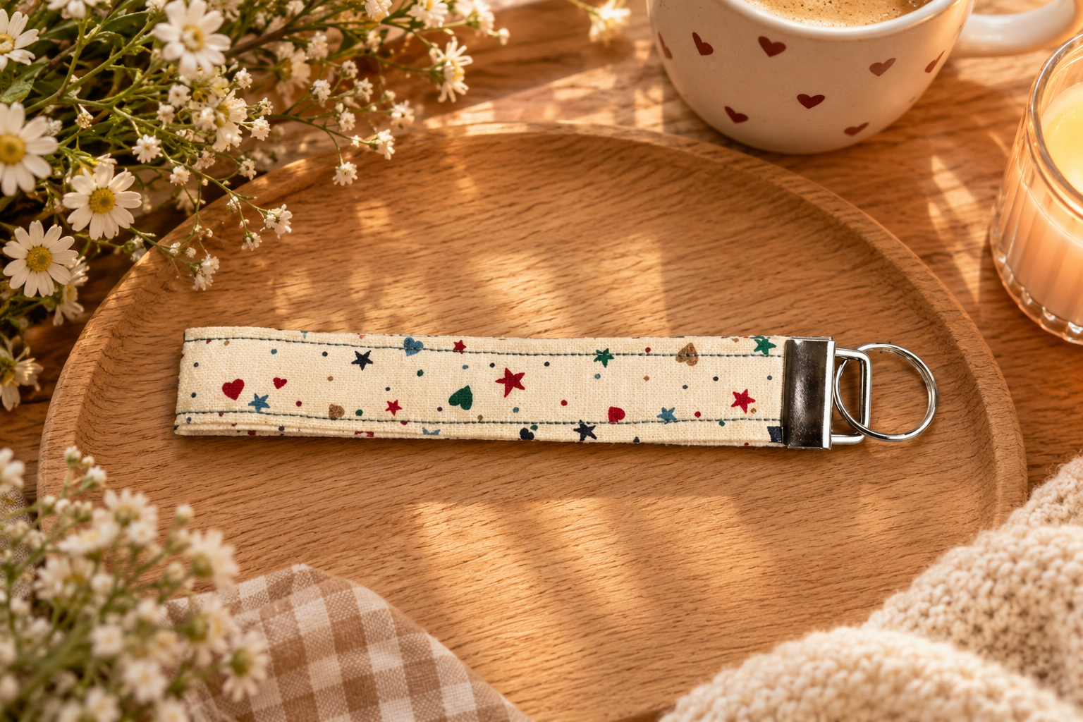 Key Clip Beige Stars