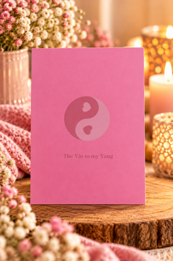 Wenskaart - The ying to my yang - fuchsia