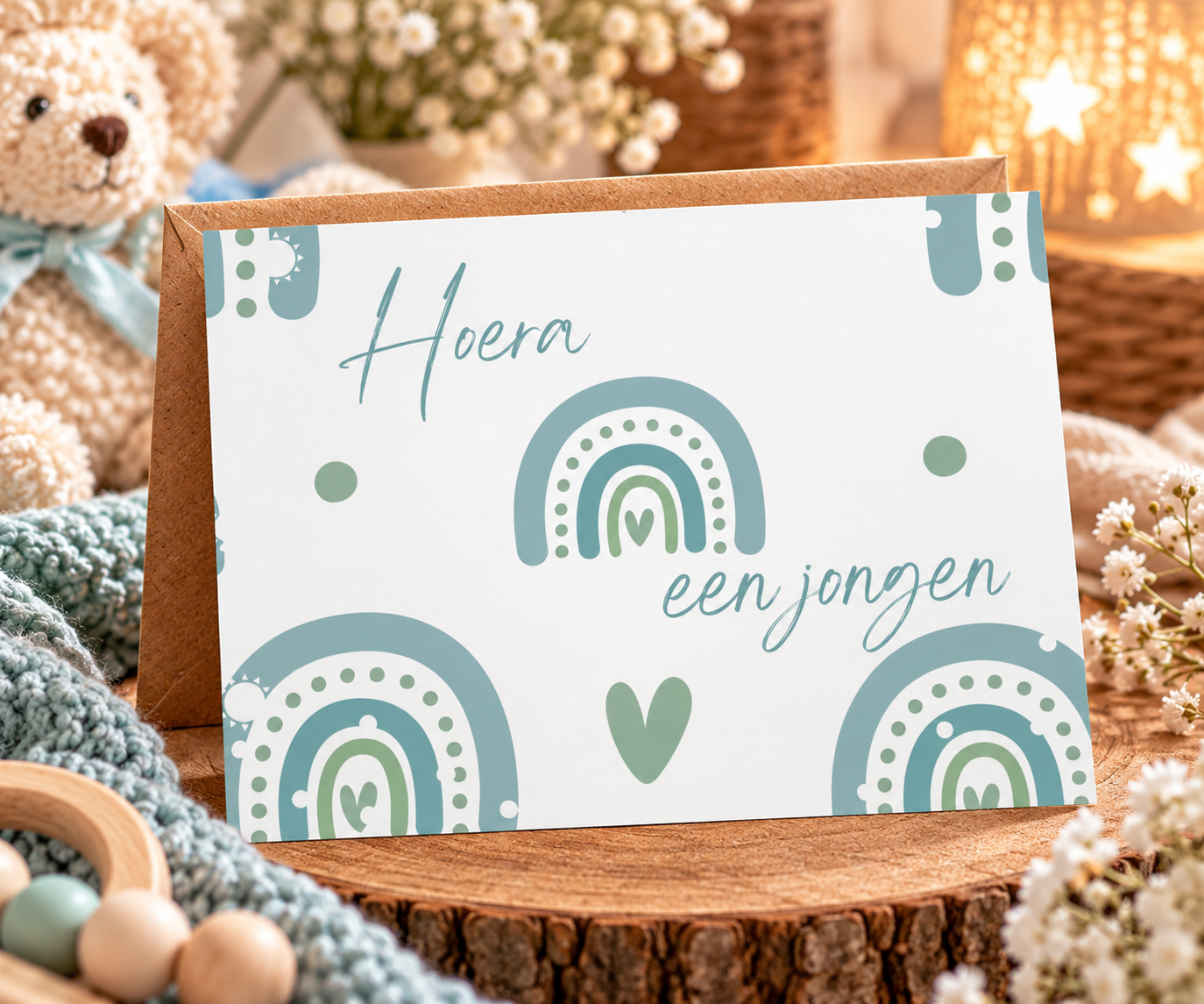 Wenskaart - Hoera een jongen
