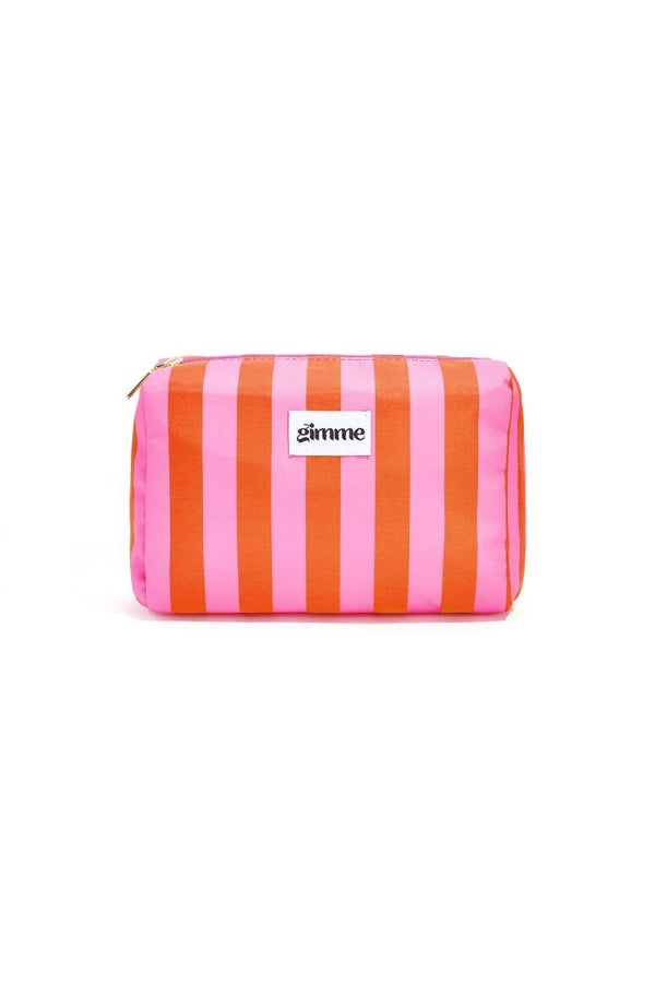 Toilettas - Make up tas strepen casual oranje-roze