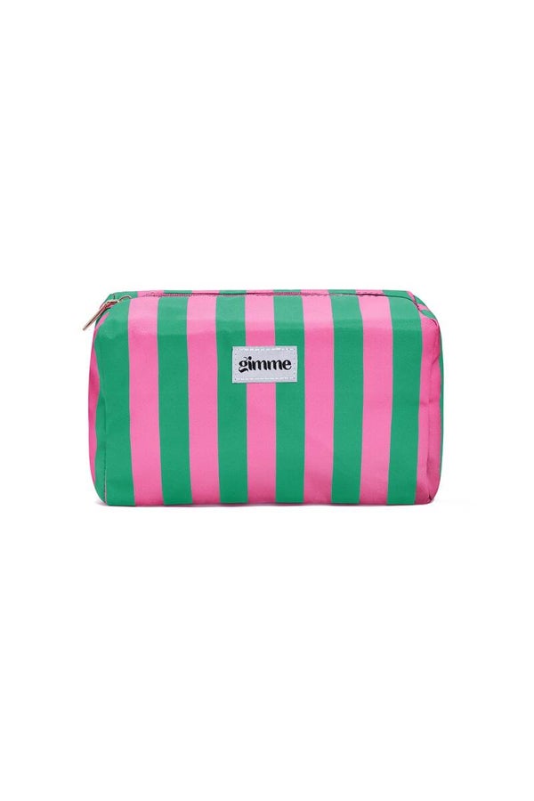 Toilettas - Make up tas strepen casual groen-roze