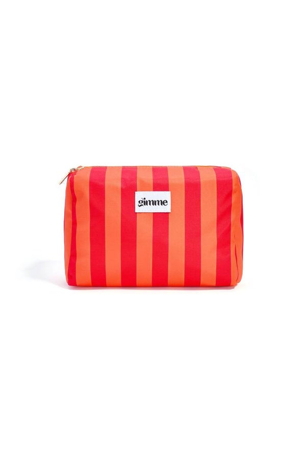 Toilettas - Make up tas strepen casual oranje-rood