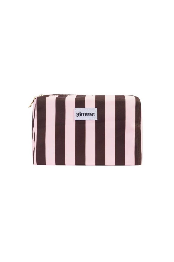 Toilettas - Make up tas strepen casual bruin-roze