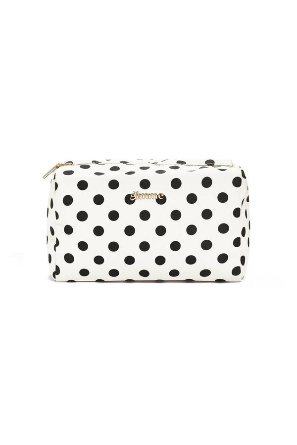 Toilettas - Make up tas stippen wit met zwart