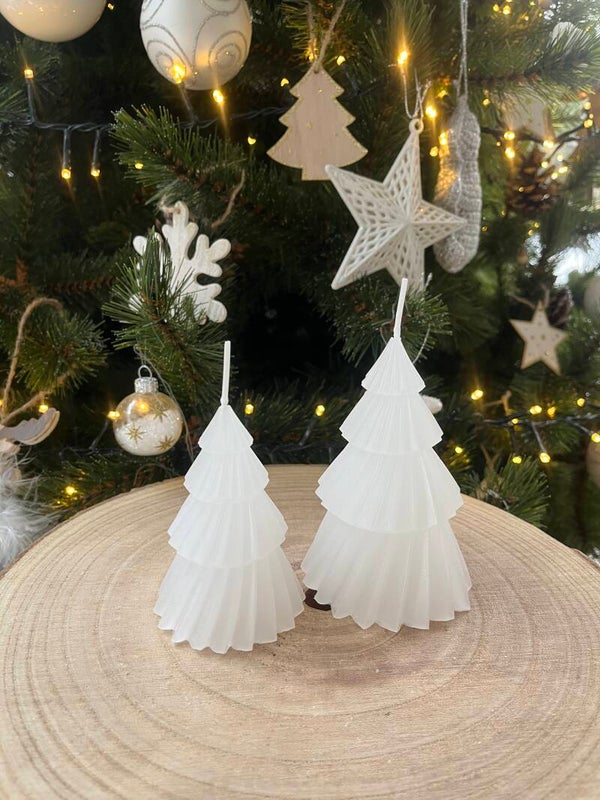 Kaarsenset Kerstbomen - transparant wit