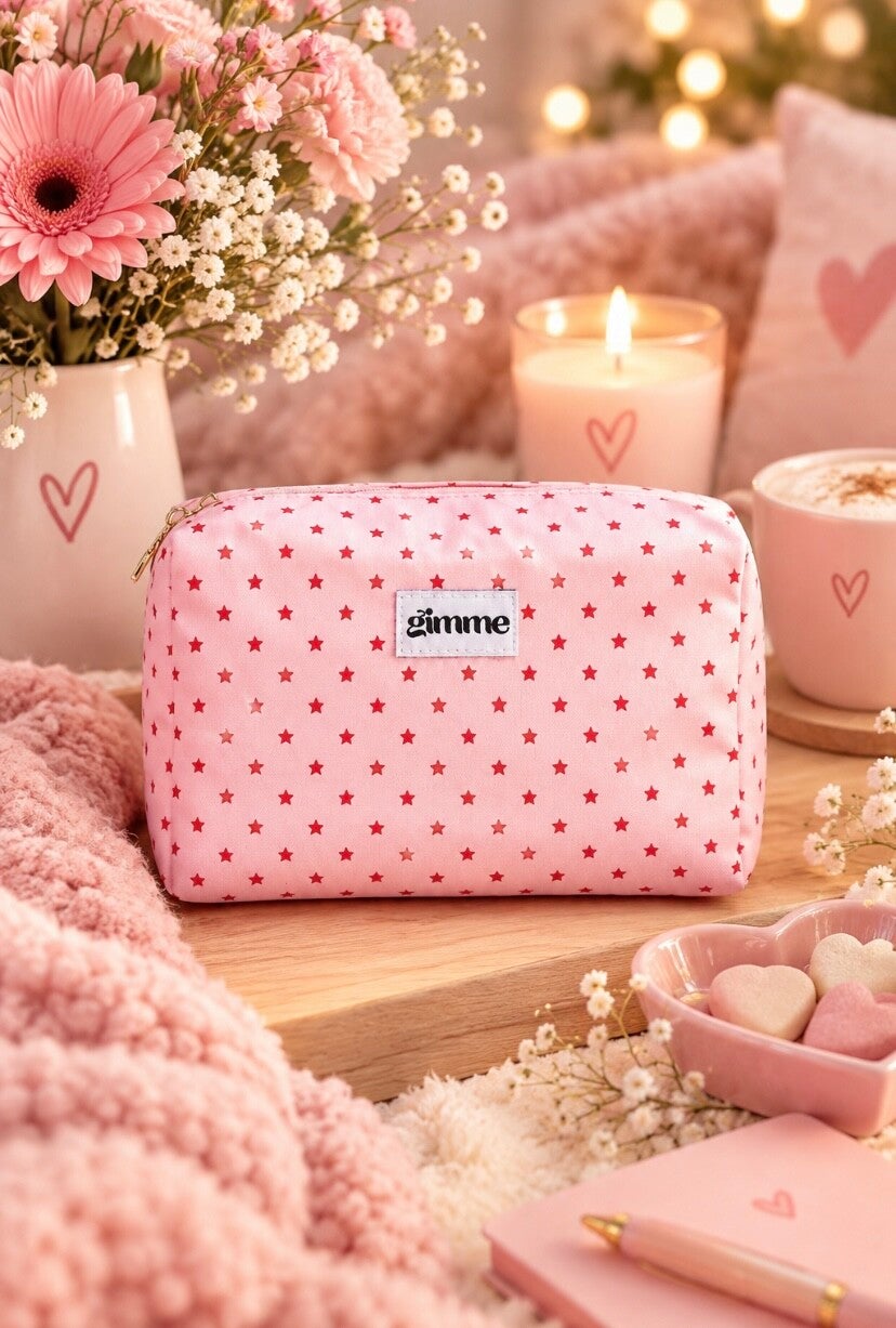 Toilettas - Make up tas sterretjes roze-fuchsia