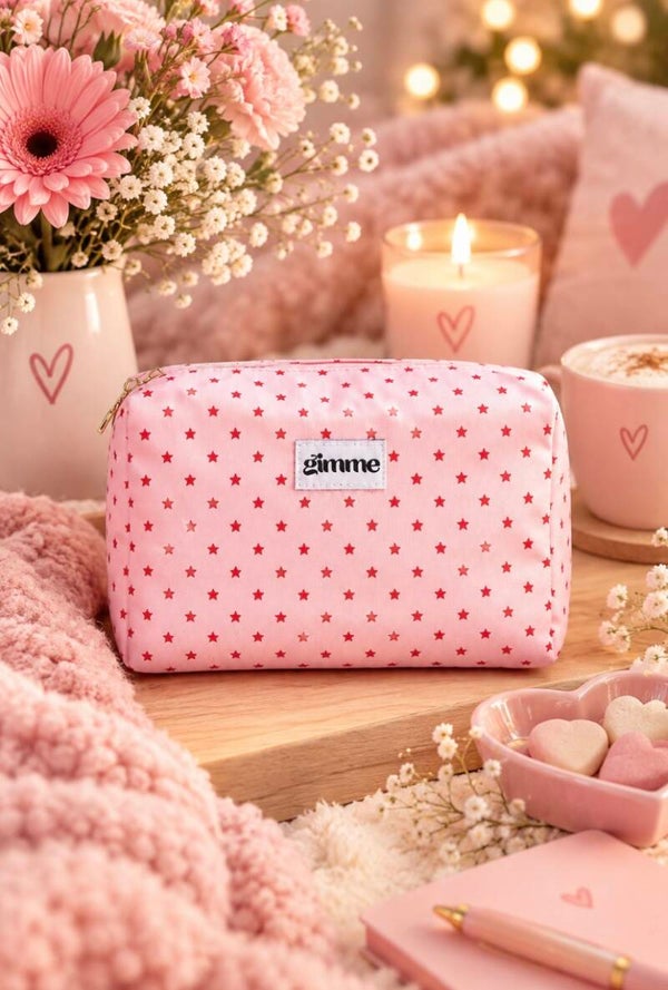 Toilettas - Make up tas sterretjes roze-fuchsia