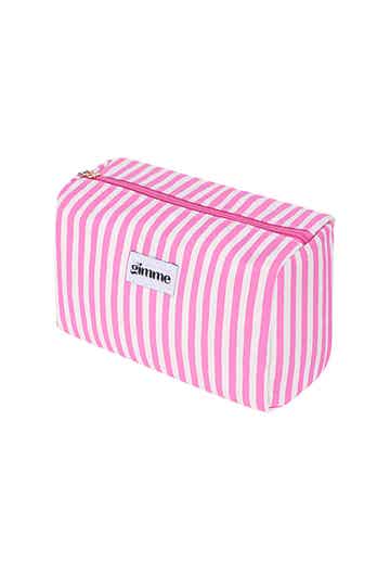 Toilettas - Make up tas Roze/wit - kleine strepen