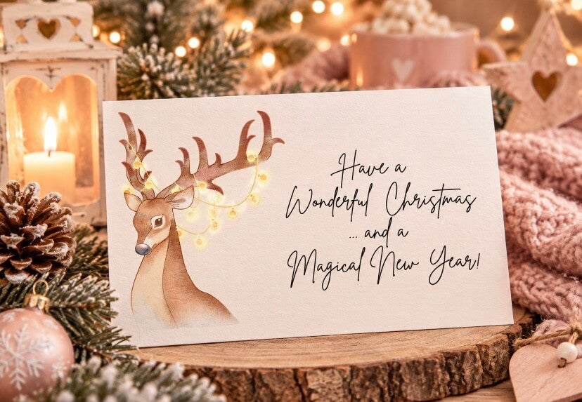 Wenskaart Kerst - Rendier